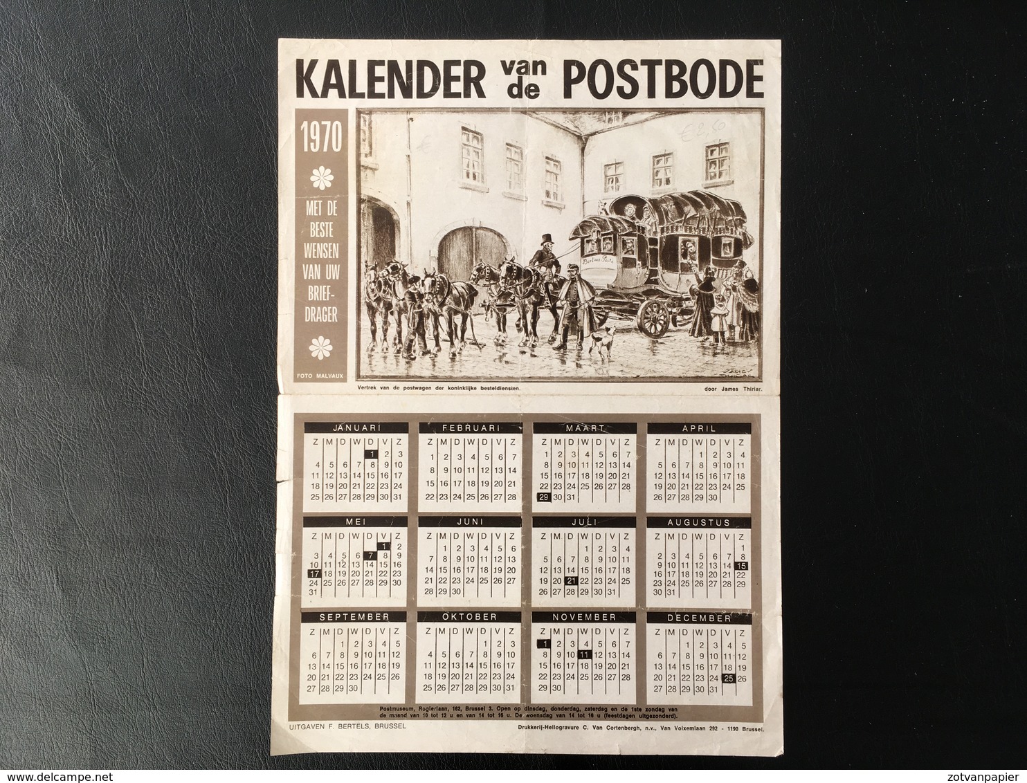 Postkalender 1970 - Postkoets - Diligence - Grand Format : 1971-80