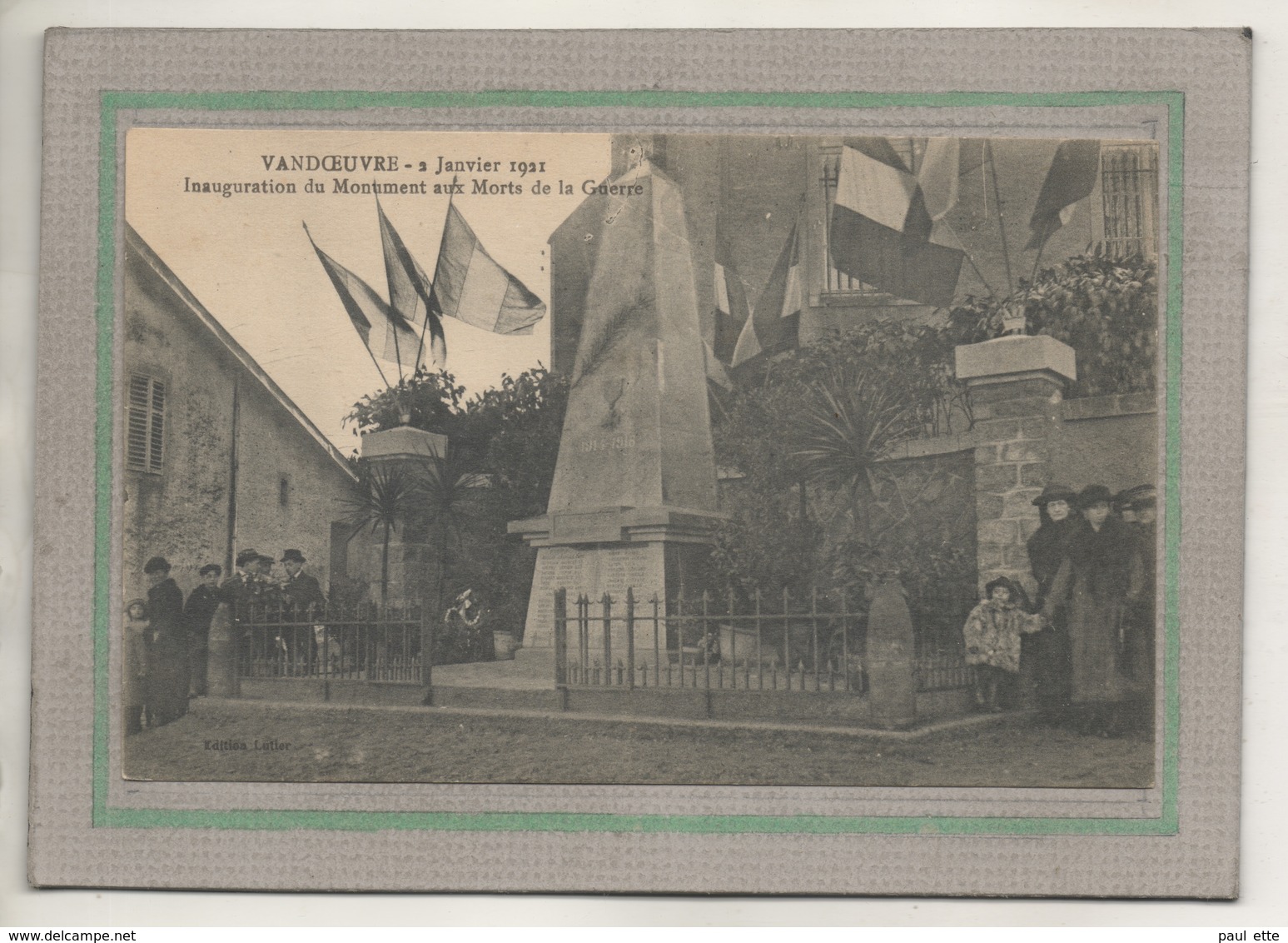 CPA -(54) VANDOEUVRE - Aspect Du Monument Aux Morts Le Jour De L'inauguration Le 2 Janvier 1921 - Vandoeuvre Les Nancy