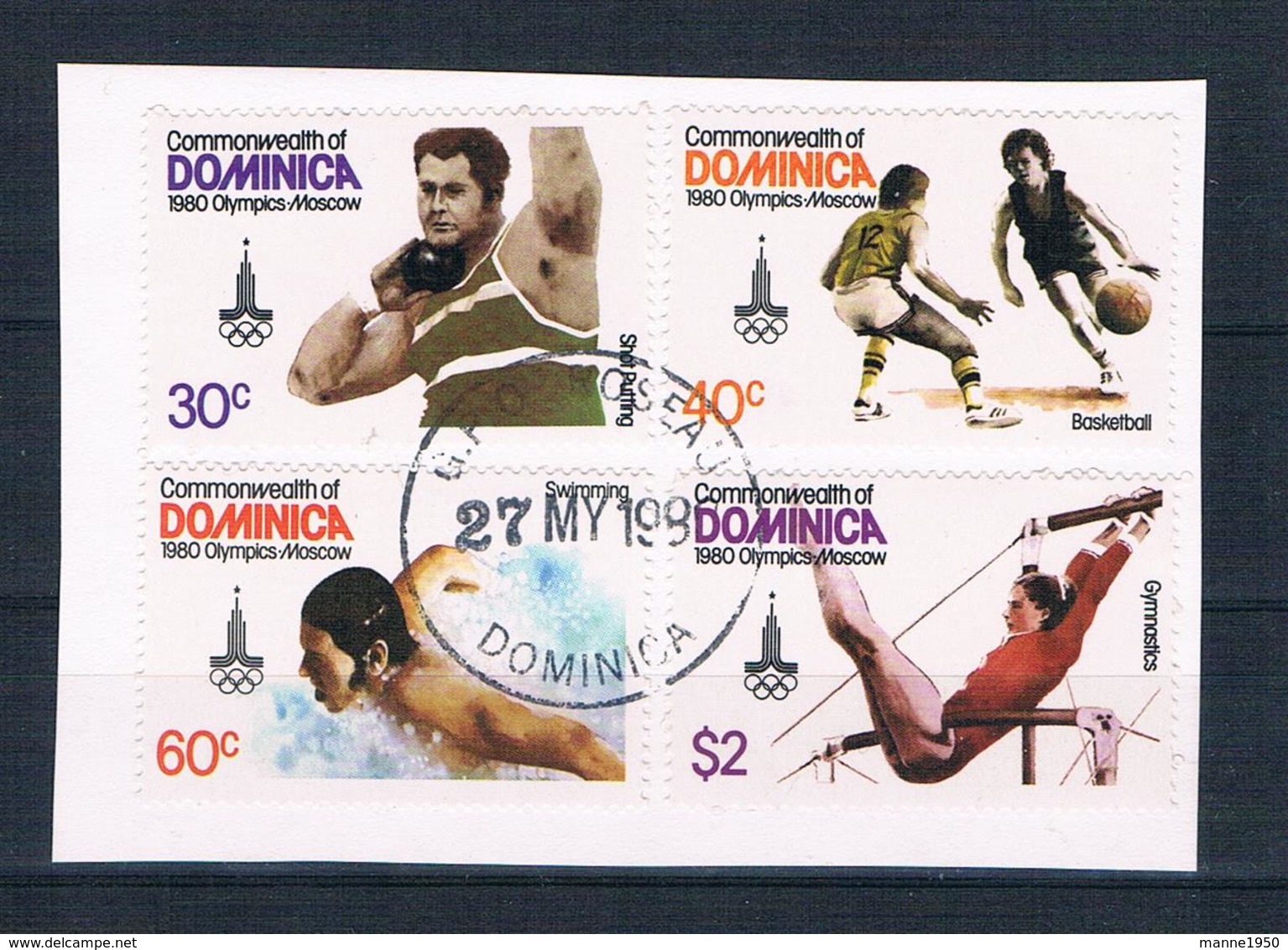 Dominica 1980 Olympia Mi.Nr. 667/70 Kpl. Satz Gestempelt Auf Papier - Dominica (1978-...)