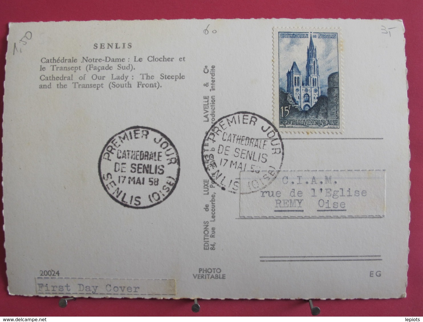 Senlis - Cathédrale Notre Dame - Le Clocher Et Le Transept - Carte Maximum 1958 Premier Jour - R/verso - Senlis