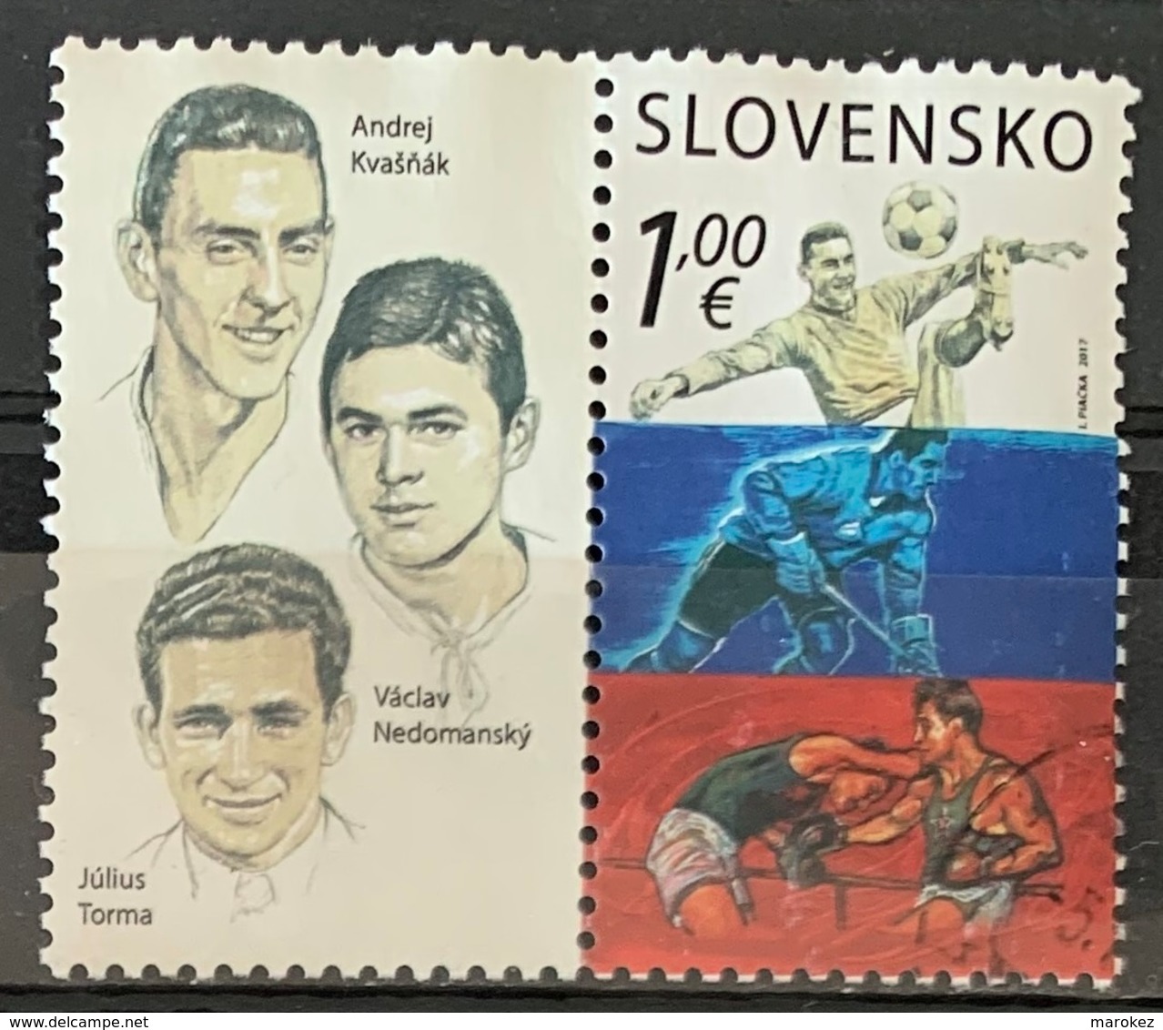 SLOVAKIA 2017 Sport - Successful Sportsmen; Andrej Kvasnak, Vaclav Nedomansky & Julius Torma Postally Used MICHEL # 821 - Usati