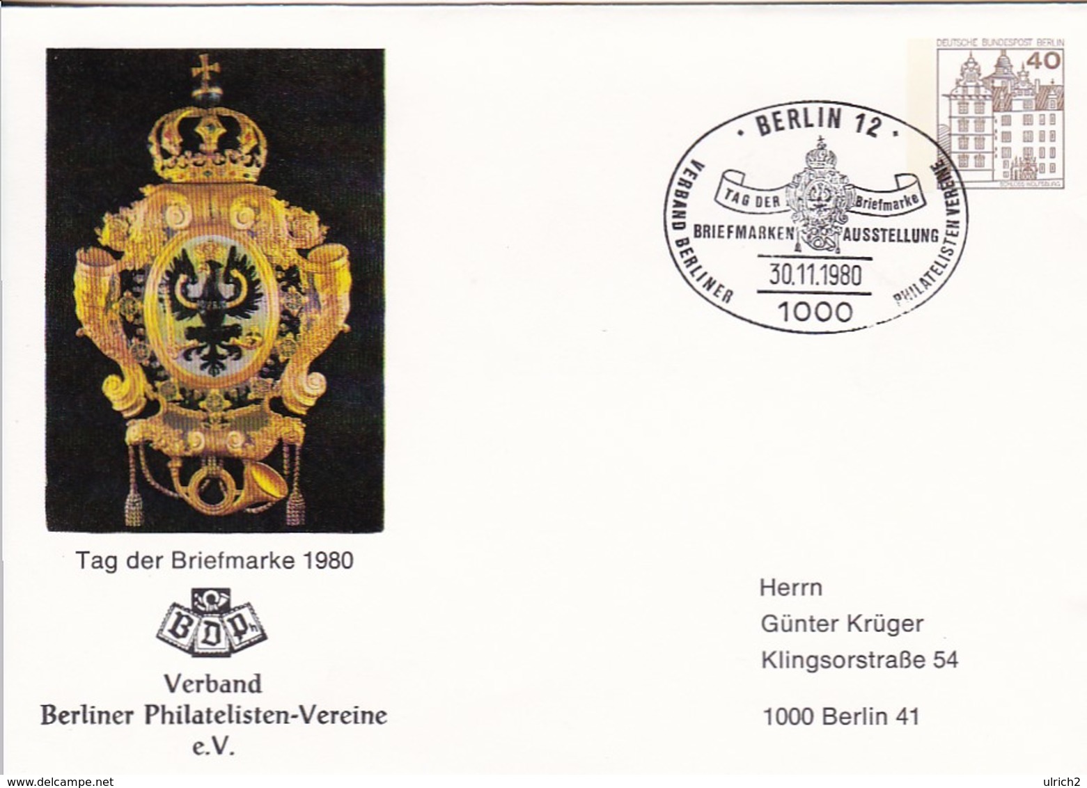 Berlin - Postkarte Mit Sonderstempel Tag Der Briefmarke Verband Berliner Philatelisten-Vereine - 1980  (49194) - Private Postcards - Used