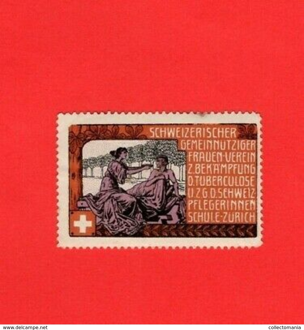 6 Poster Stamps Suisse Switserland Zürich Pflegerinnen Schüle Seiden Spinner Theater 1914 Tuberculose  ZURICH Marken - Termalismo