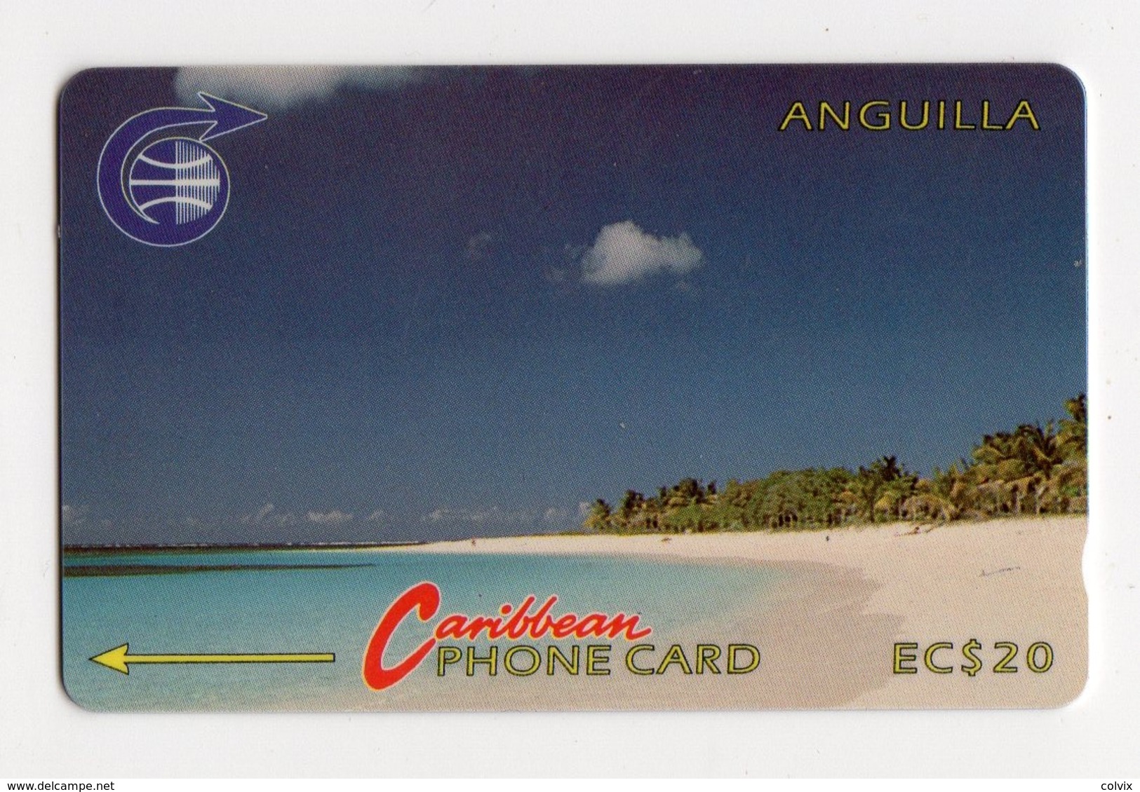 ANGUILLA REF MV CARDS ANG-3A EC $20 Année 1992 CN 3CAGA Schoal Bay Beach - Anguilla