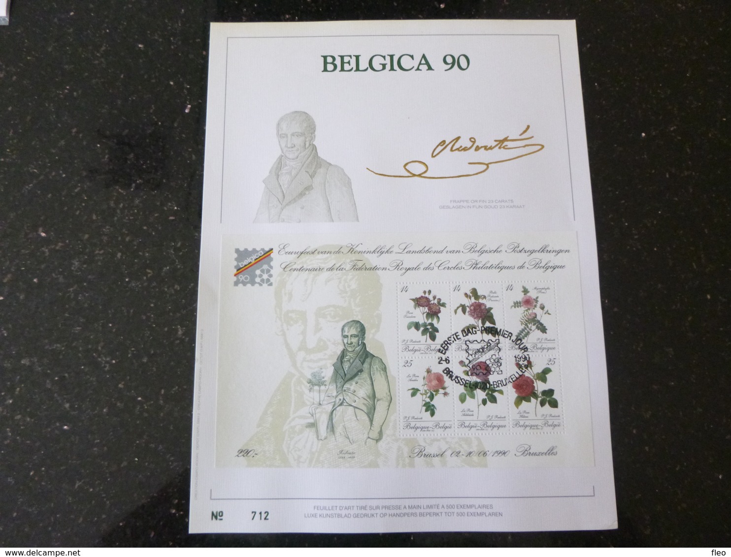 BELG.1990 2370/2375 = BL67 : “ FILATELIE ” NL.Luxe Kunstblad Geslagen In Fijn Goud 23 Karaat , 500 Exemplaren - 1991-2000