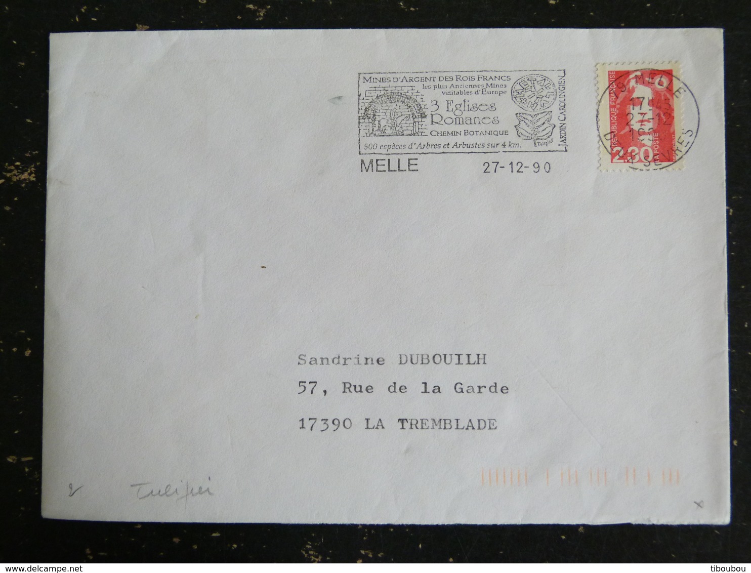 MELLE - DEUX SEVRES - FLAMME 3 EGLISES ROMANES CHEMIN BOTANIQUE SUR MARIANNE BRIAT - Mechanical Postmarks (Advertisement)