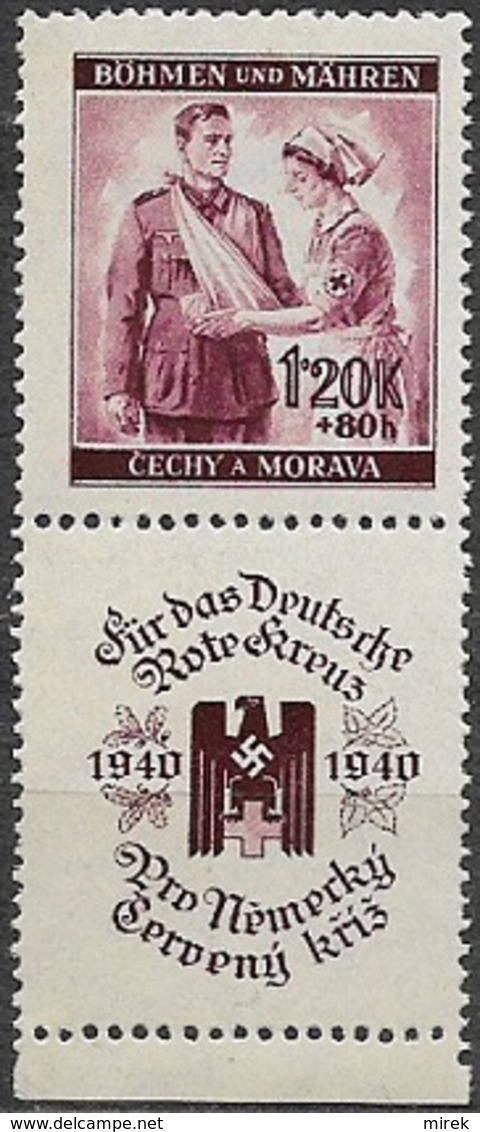 9/ Bohemia & Moravia; ** Nr. 51 - Border Stamp With Coupon - Ungebraucht