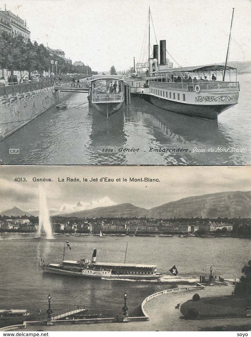 Bateau à Aube Paddle Boat  Lac Leman 4 Cartes Post  Geneve - Ferries