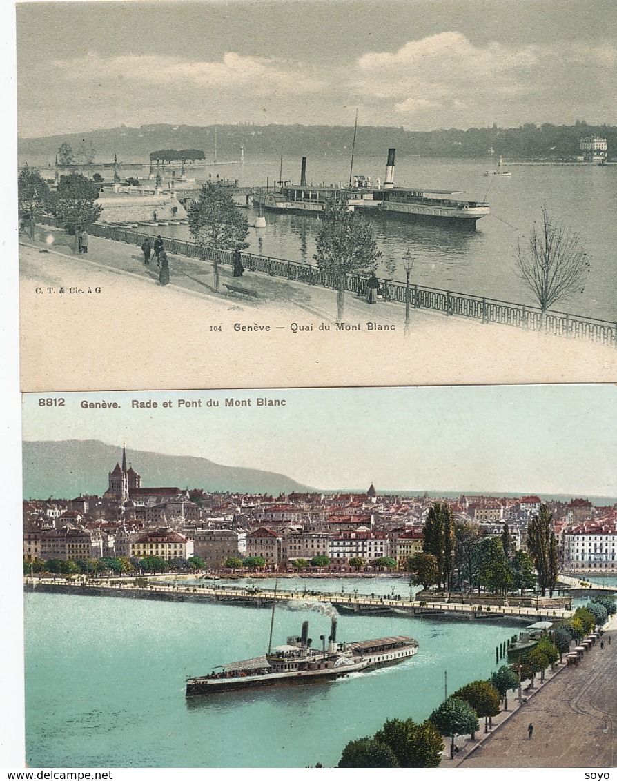 Bateau à Aube Paddle Boat  Lac Leman 4 Cartes Post  Geneve - Ferries