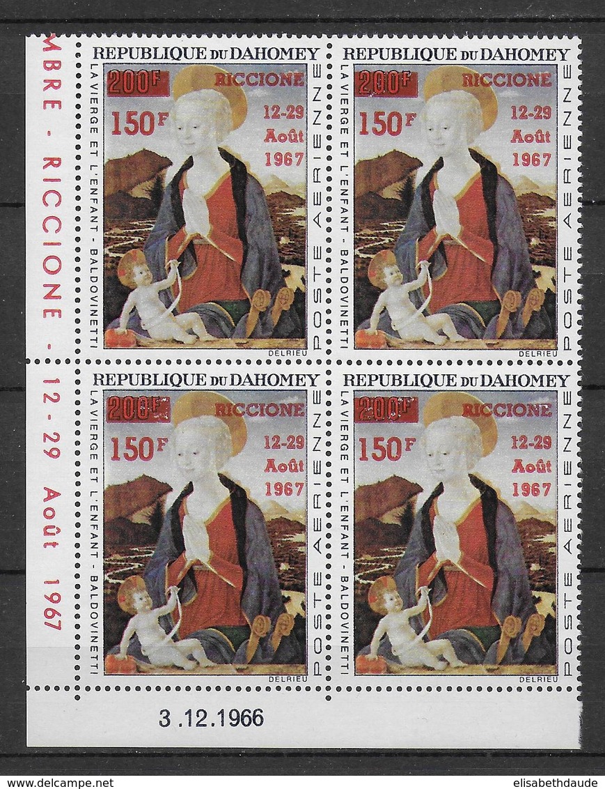 DAHOMEY  - TABLEAUX SURCHARGE RICCIONE - POSTE AERIENNE YT 63 BLOC DE 4 COIN DATE ** MNH - - Benin - Dahomey (1960-...)