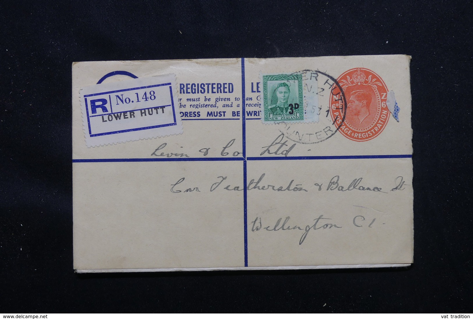 NOUVELLE ZÉLANDE - Entier Postal + Complément En Recommandé De Lower Hutt En 1953 Pour Wellington - L 58654 - Interi Postali