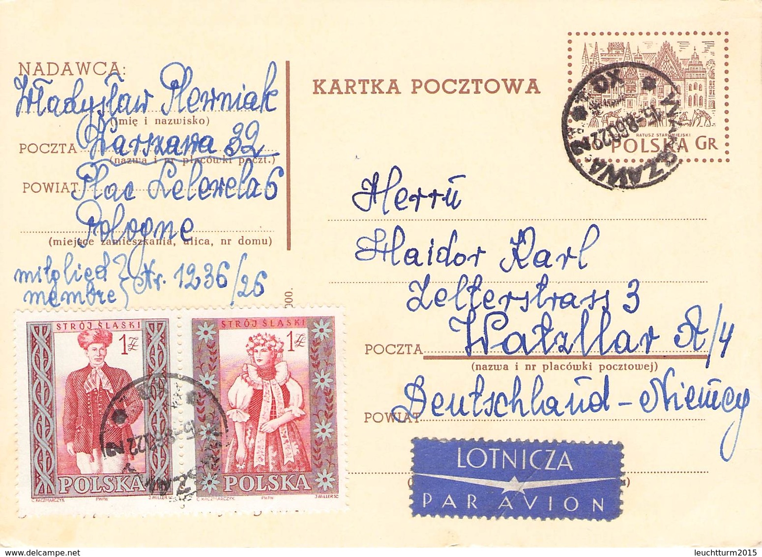 POLAND - AIR MAIL POSTCARD 1960 - WETZLAR/GERMANY  /ak1032 - Lettres & Documents