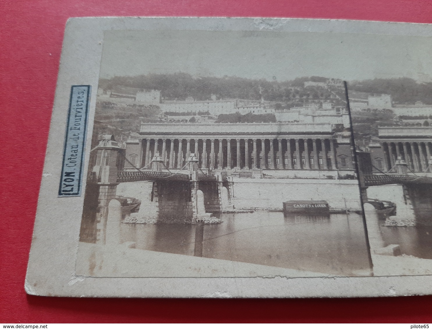 PHOTO STEREOSCOPIQUES SUR CARTON / LYON / COTEAU DE FOURVIERES / 1900 / DOS SCANNE - Photos Stéréoscopiques