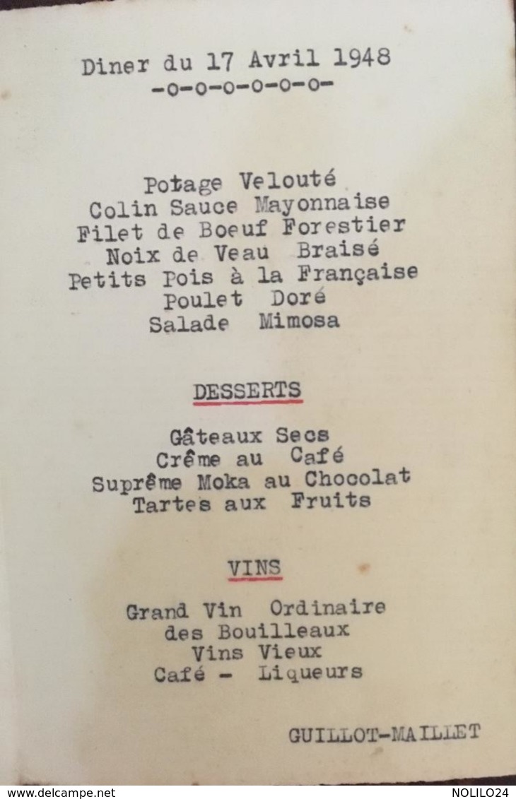 41 Menus de 1894 à 1952 (détails ci dessous), Menus Mariages, etc certains avec reliefs, dorures, gaufrés etc