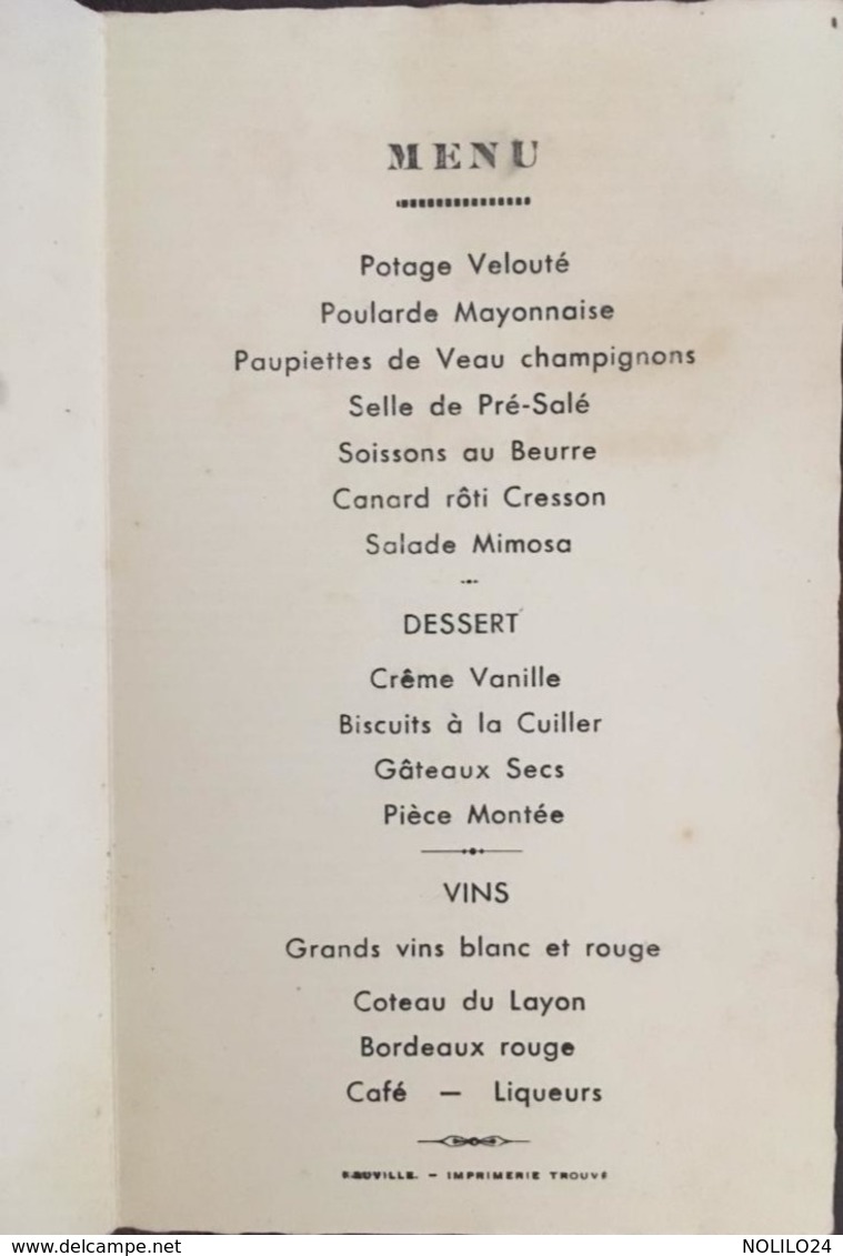 41 Menus de 1894 à 1952 (détails ci dessous), Menus Mariages, etc certains avec reliefs, dorures, gaufrés etc