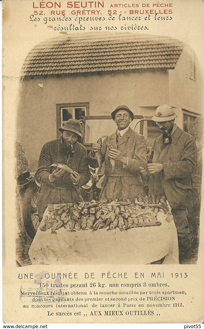 Bruxelles Léon Seutin Articles De Pêche Rue Grétry,52 Une Journée De Pêche En Mai 1913 - Bruxelles (Città)