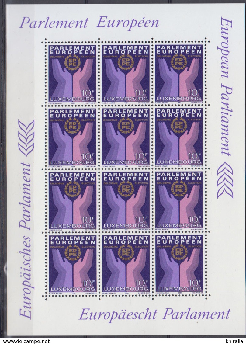 LUXEMBOURG      1984        N °  1047   Parlament Européen   Feuillet 12 Timbres        COTE   14 € 40 - Full Sheets