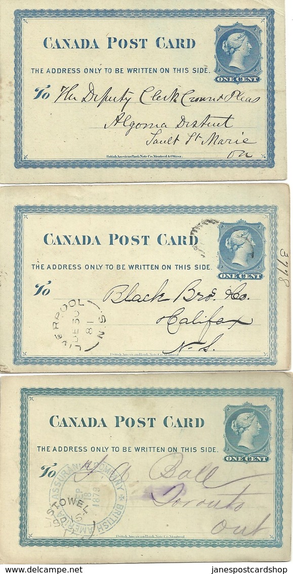 THREE ITEMS OF CANADIAN VICTORIAN POSTAL HISTORY - 1870's/1880's - IN VERY GOOD CONDITION - 1860-1899 Reinado De Victoria