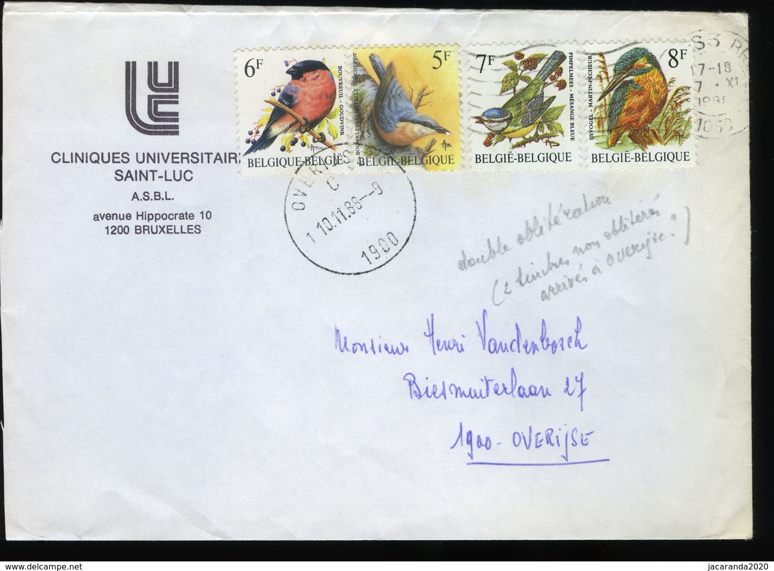 [H1008] België - Vogels - Oiseaux - André Buzin - Brief - Lettre - Met Stempel Brussel + Stempel Overijse - 1985-.. Vögel (Buzin)