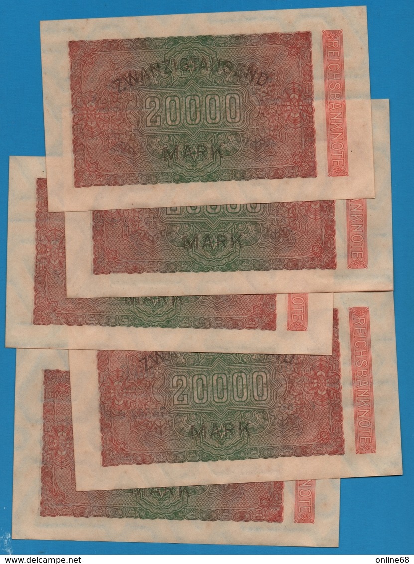 DEUTSCHES REICH 	5 X	20000 Mark	20.02.1923 # E-EB 176562-566  P# 85b - 20.000 Mark