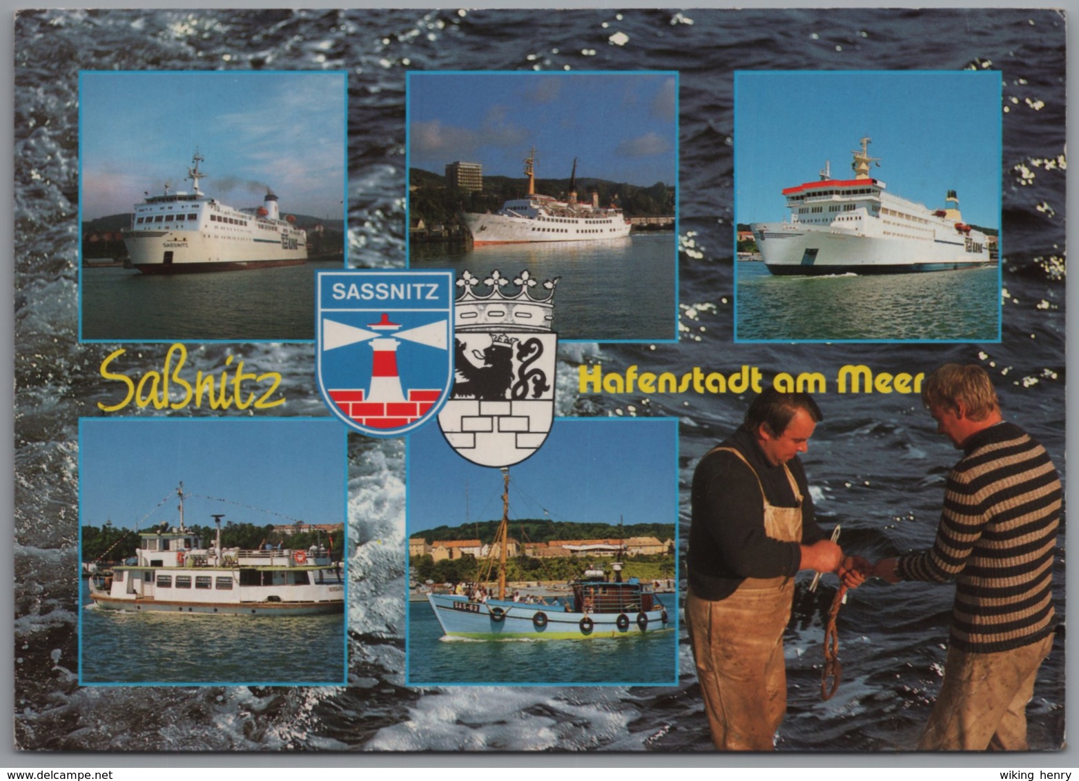 Sassnitz Auf Rügen - Mehrbildkarte 2   Großbildkarte Mit Schiffen - Sassnitz