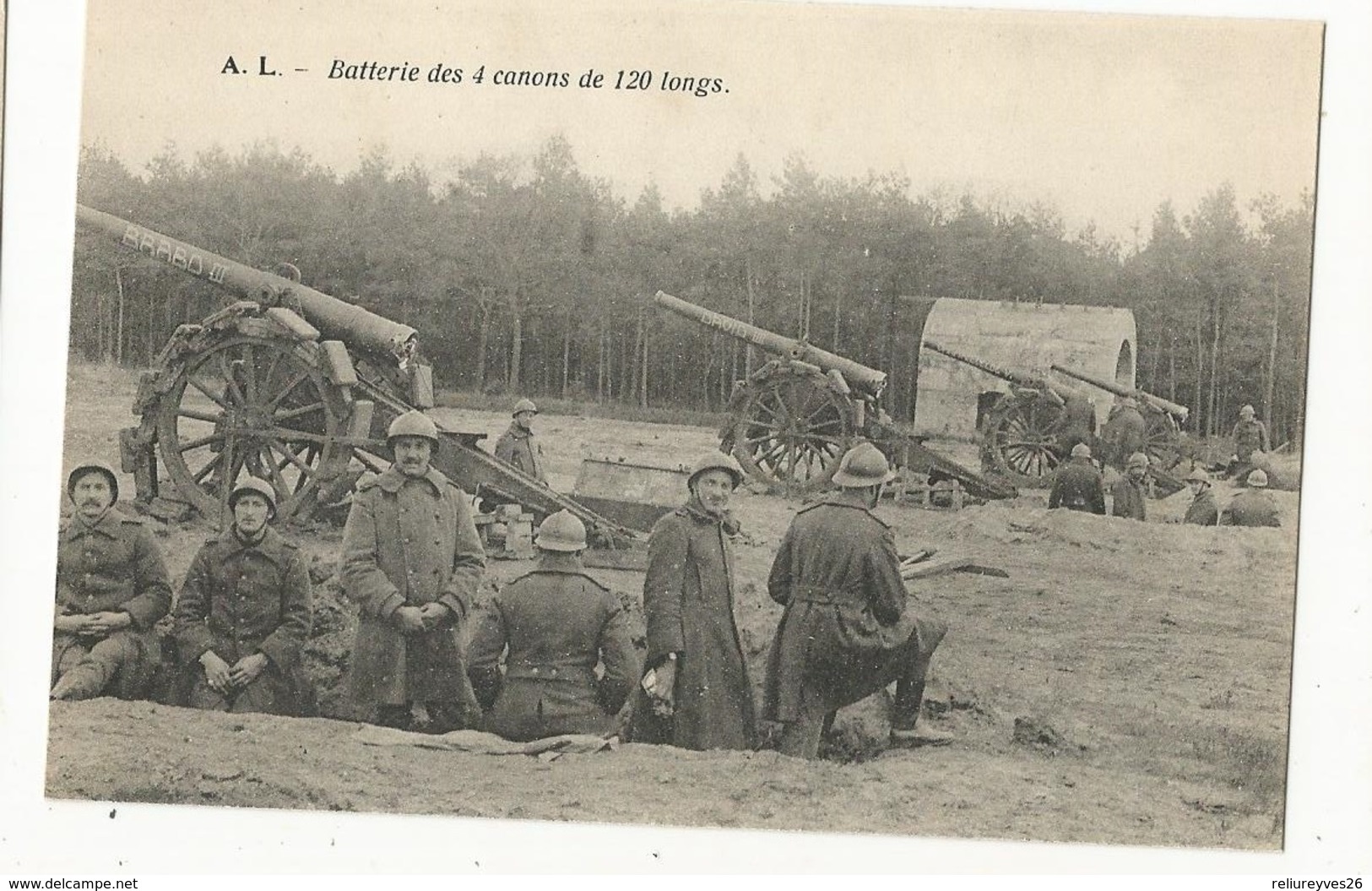 CPA, Th. Militaire ,Batterie De 4 Canons De 120 Longs , Ed. A.L. - Materiale