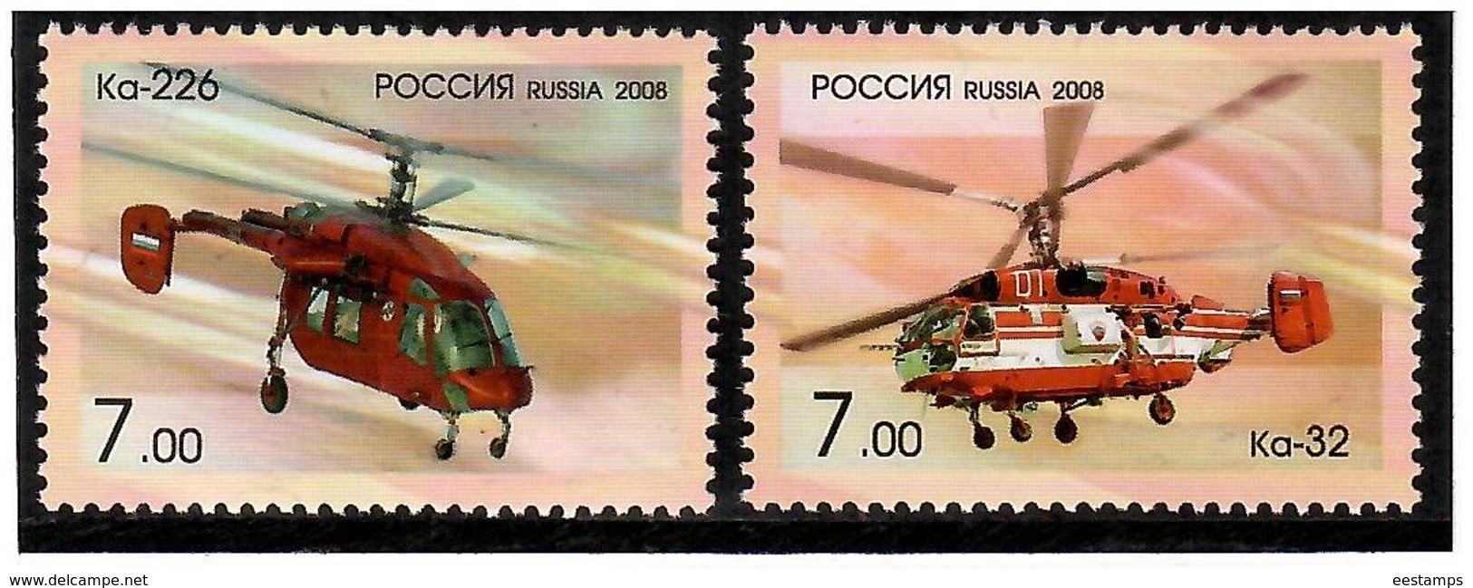 Russia 2008 . Helicopters Ka-32, Ka-226. 2v X 7.00.   Michel # 1505-06 - Nuevos