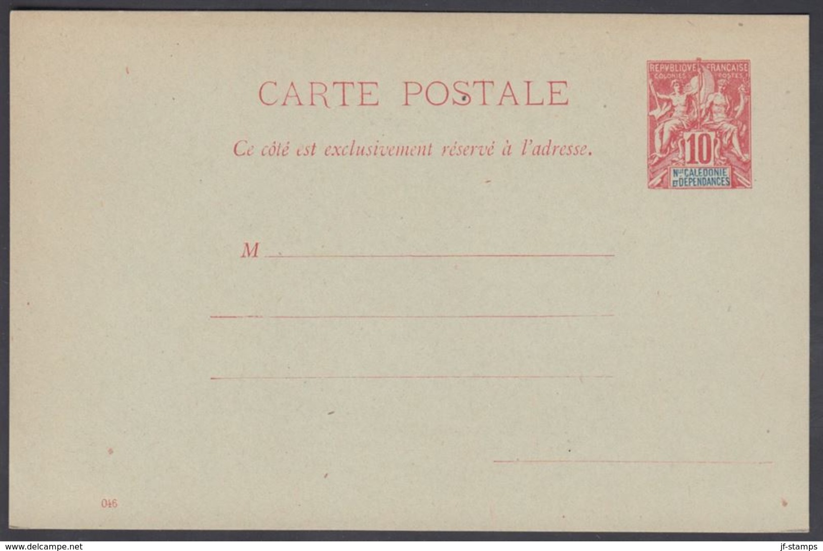 1900. NLLE CALACONIE ET DEPENDANCES. CARTE POSTALE.  10 C. Red.  () - JF322036 - Cartas & Documentos