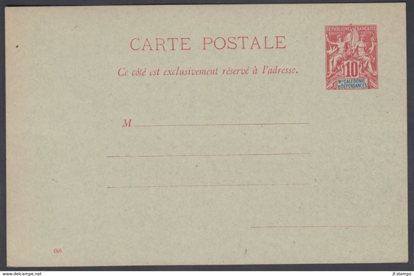 1900. NLLE CALACONIE ET DEPENDANCES. CARTE POSTALE.  10 C. Red.  () - JF322040 - Brieven En Documenten