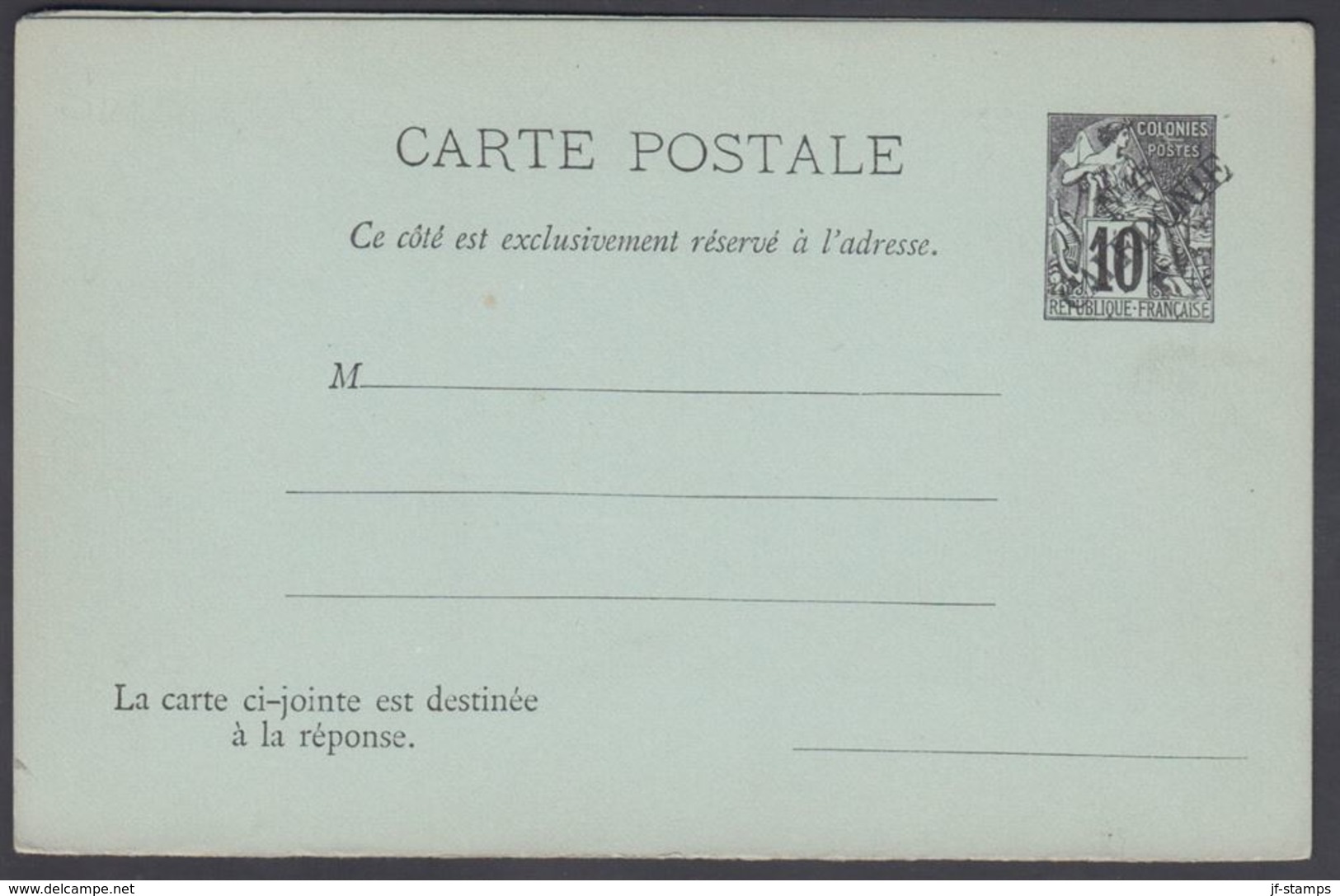 1892. NLLE CALACONIE. CARTE POSTALE COLONIES POSTES REPUBLIQUE FRANCAISE Double.  10 ... () - JF322041 - Covers & Documents