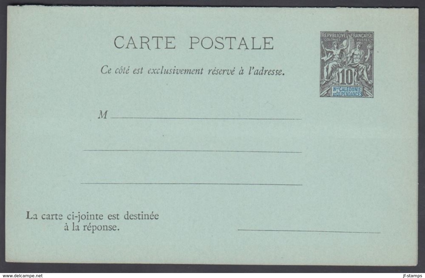 1900. NLLE CALACONIE ET DEPENDANCES. CARTE POSTALE. Double. 10 C. + 10 C. RESPONSE Bl... () - JF322045 - Storia Postale