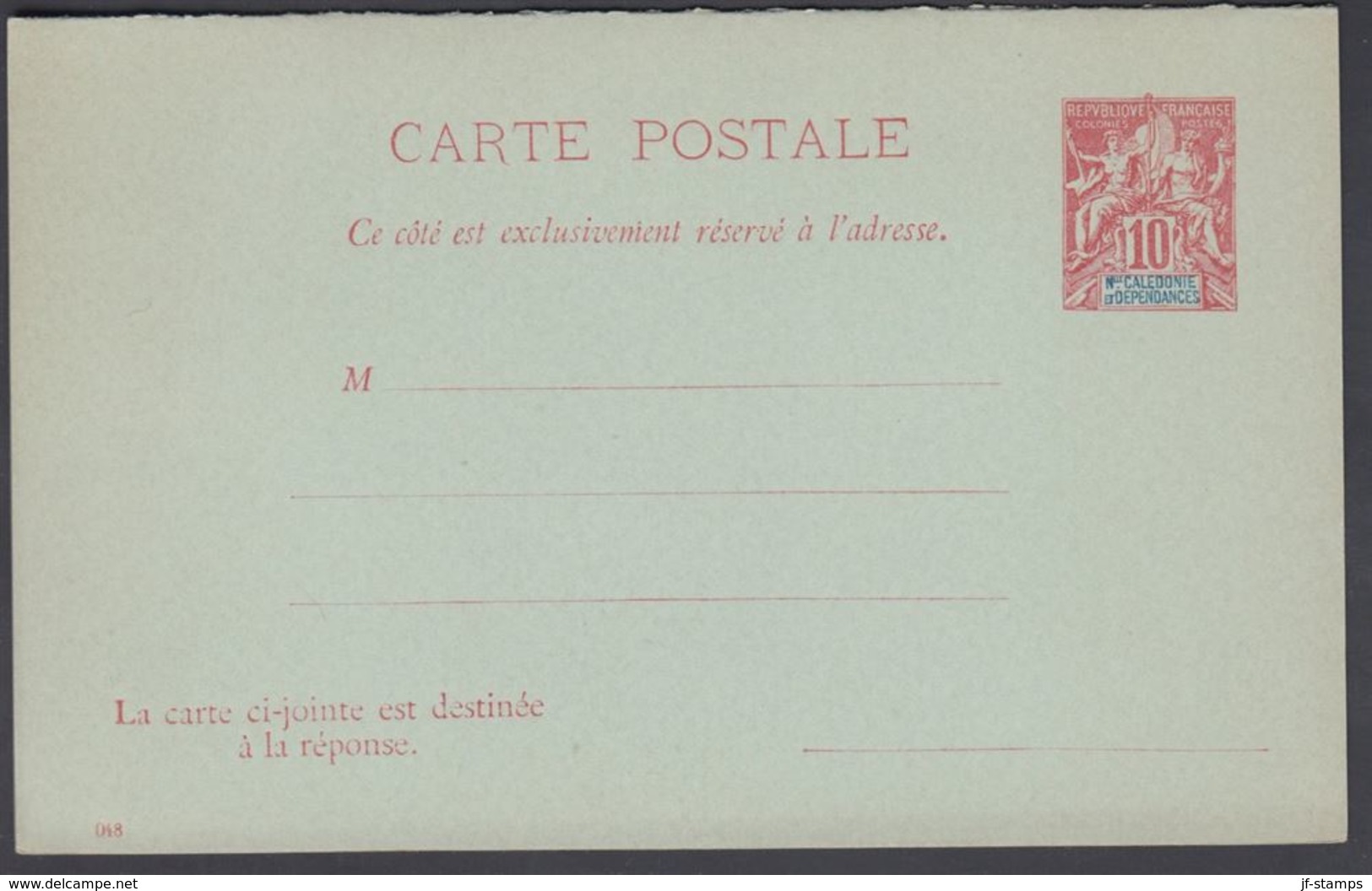 1900. NLLE CALACONIE ET DEPENDANCES. CARTE POSTALE. Double. 10 C. + 10 C. RESPONSE Ro... () - JF322050 - Briefe U. Dokumente