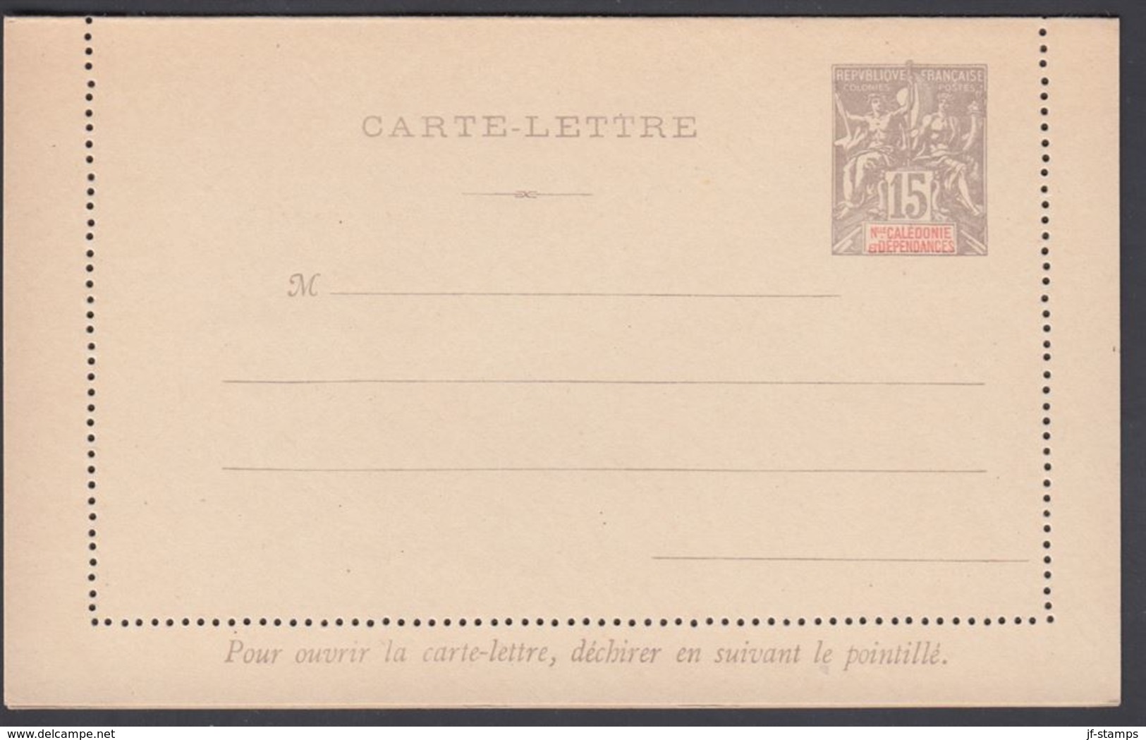 1900. NLLE CALACONIE ET DEPENDANCES. CARTE-LETTRE. 15 C. Gray.  () - JF322056 - Lettres & Documents