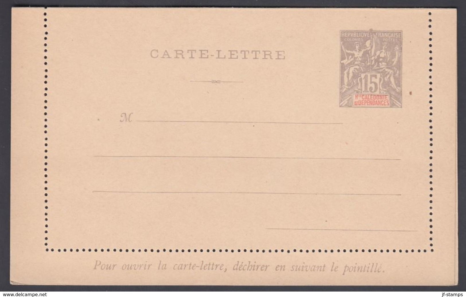 1900. NLLE CALACONIE ET DEPENDANCES. CARTE-LETTRE. 15 C. Gray.  () - JF322059 - Cartas & Documentos