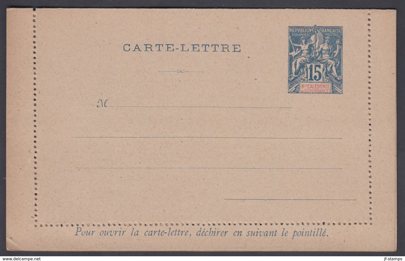 1900. NLLE CALACONIE ET DEPENDANCES. CARTE-LETTRE. 15 C. Blue.  () - JF322061 - Lettres & Documents