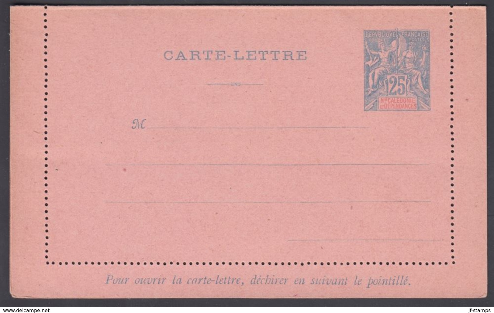 1900. NLLE CALACONIE ET DEPENDANCES. CARTE-LETTRE. 25 C. Blue.  () - JF322069 - Storia Postale