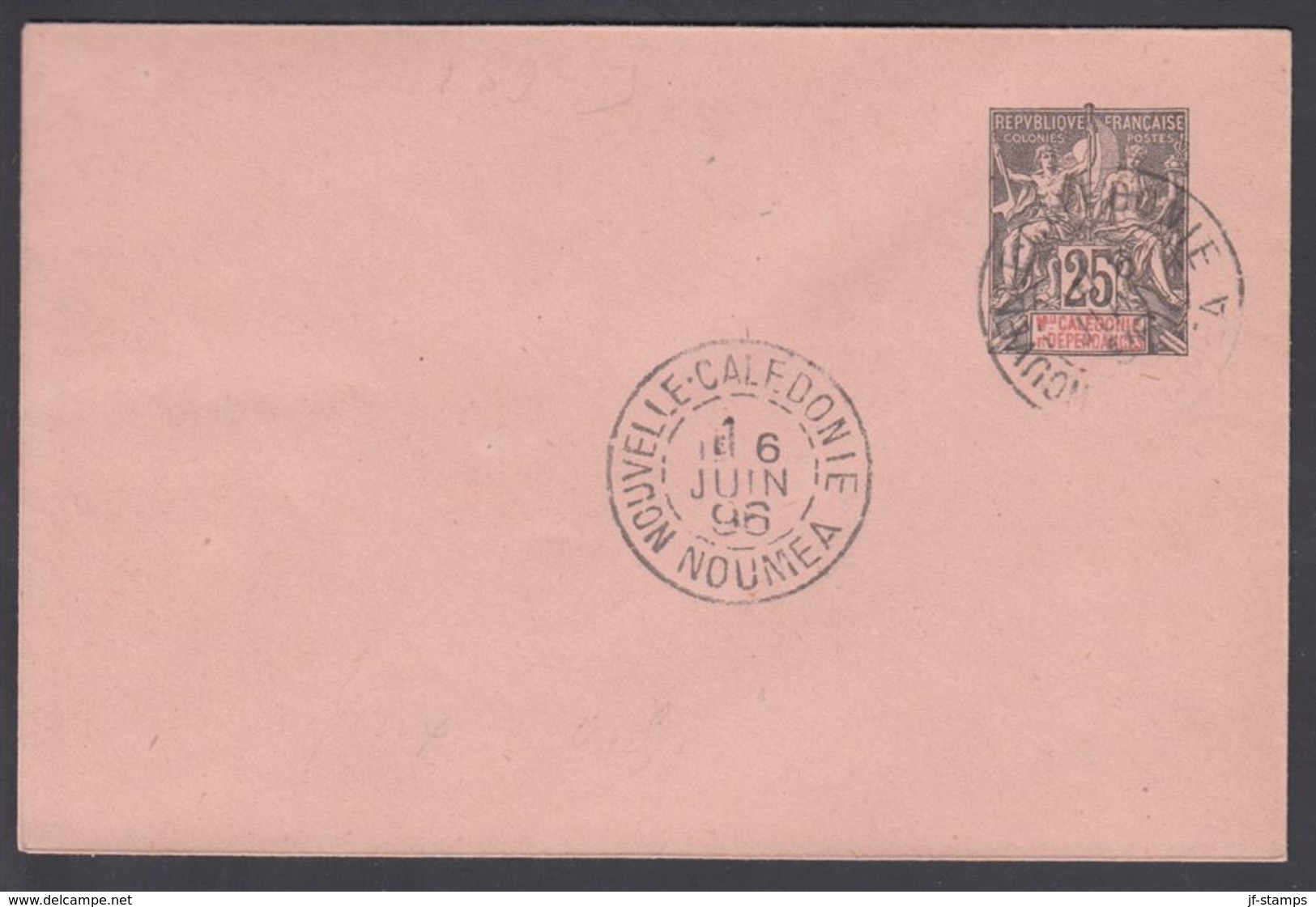 1896. NLLE CALACONIE ET DEPENDANCES. Envelope 115 X 75 Mm. 25 C. Black.  NOUMEA NELLE... () - JF322097 - Lettres & Documents