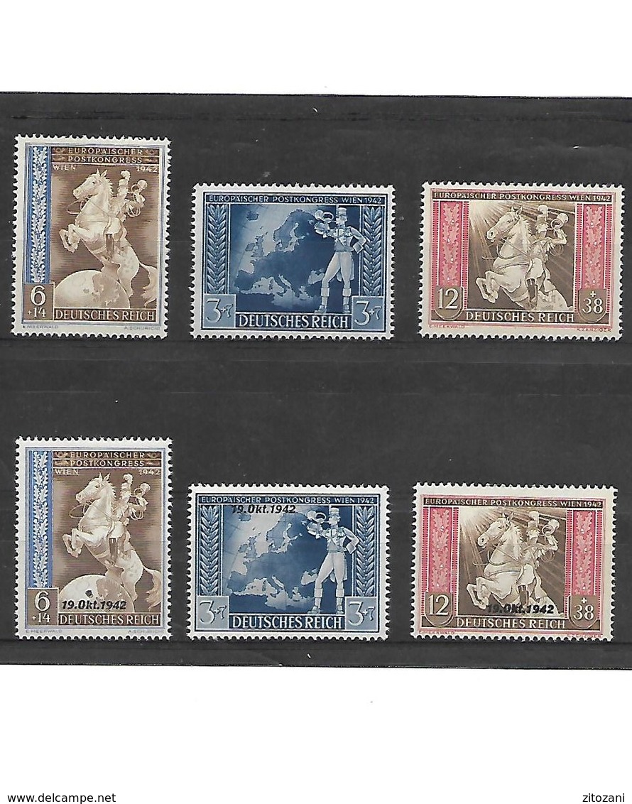 356-ALLEMAGNE-III REICH-1942 1er Congrès Postal Européen YT 744 à 746 ET 746A à 746C - Neufs