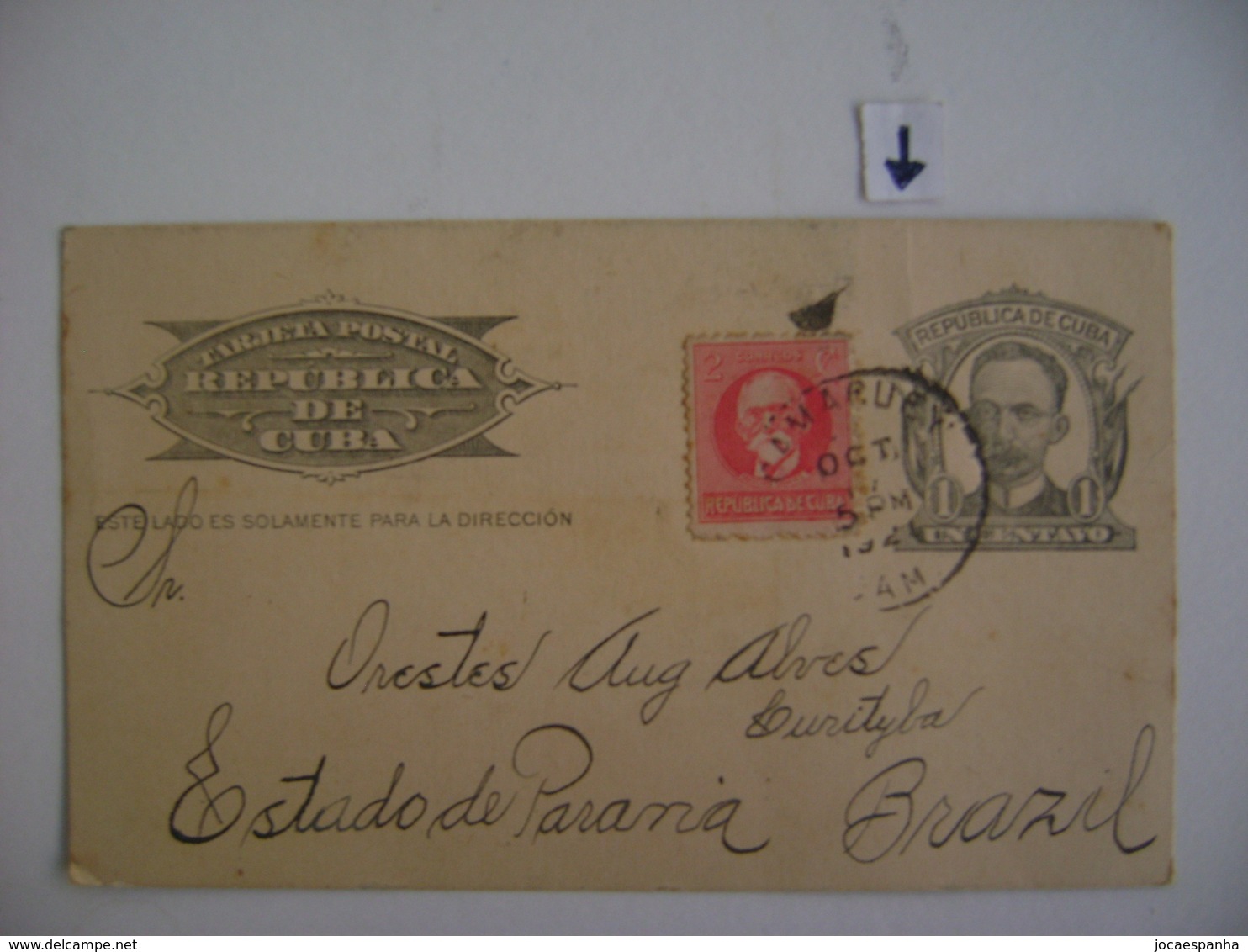 CUBA - POSTAL TICKET SENT TO CURITIBA (BRAZIL) IN 1921 IN THE STATE - Briefe U. Dokumente