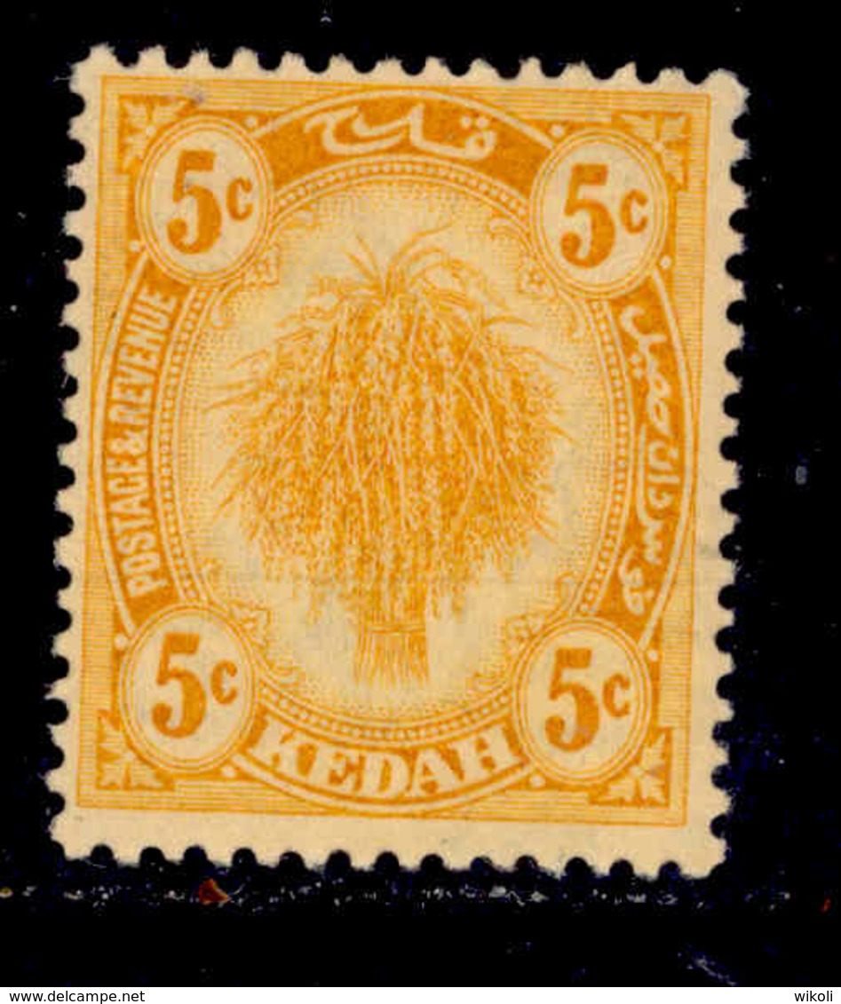 ! ! Kedah - 1921 Sheat Of Rice 5c - Scott 30 - MH (Z036) - Kedah