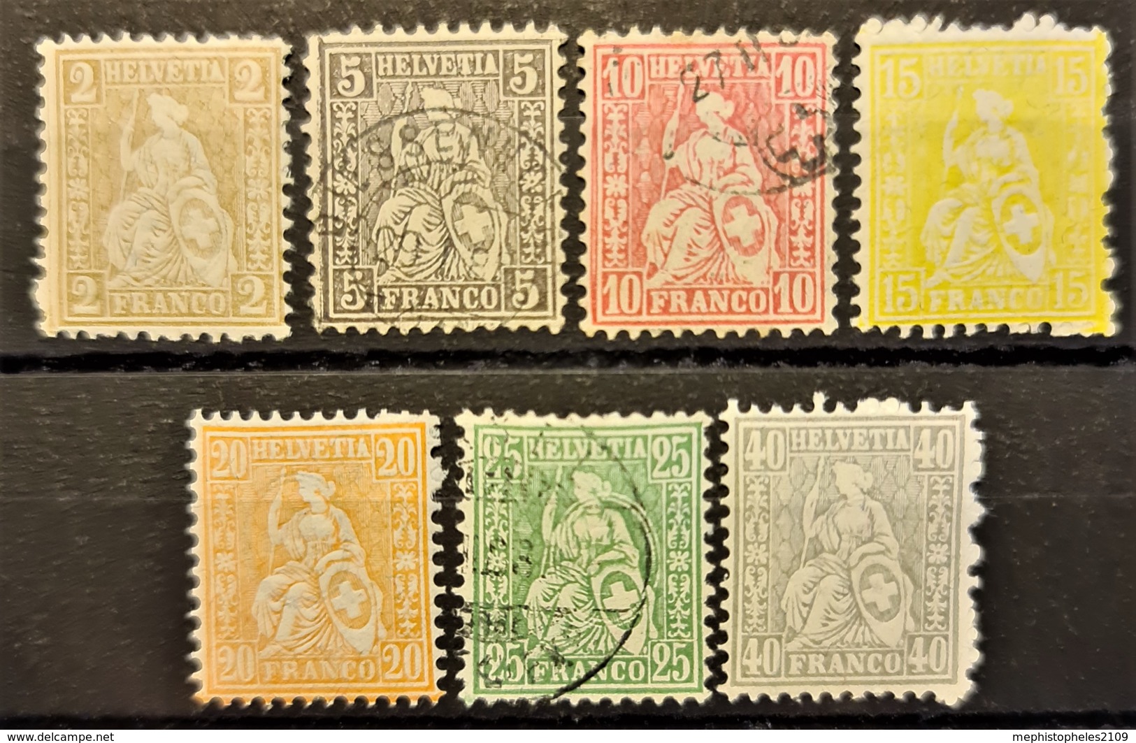 SWITZERLAND 1881 - MLH/canceled - Sc#60-66 - 2r 5r 10r 15r 20r 25r 40r - Used Stamps