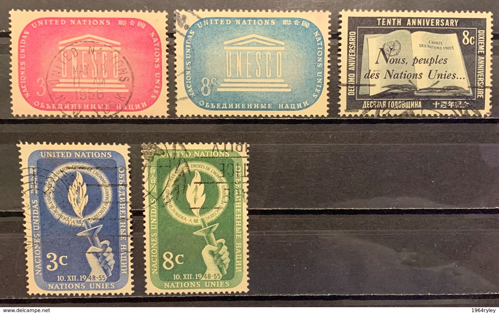 UNITED NATIONS - (0) - 1955 - # 33/34, 37/40 - Used Stamps