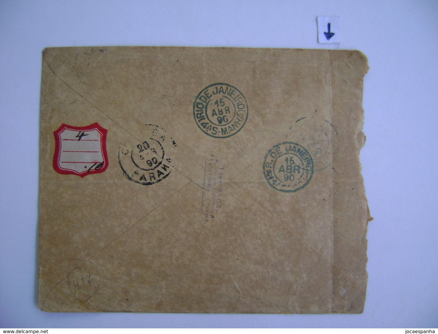 FRANCE - LETTER SENT TO CURITIBA (BRAZIL) IN 1890 IN THE STATE - 1876-1898 Sage (Tipo II)