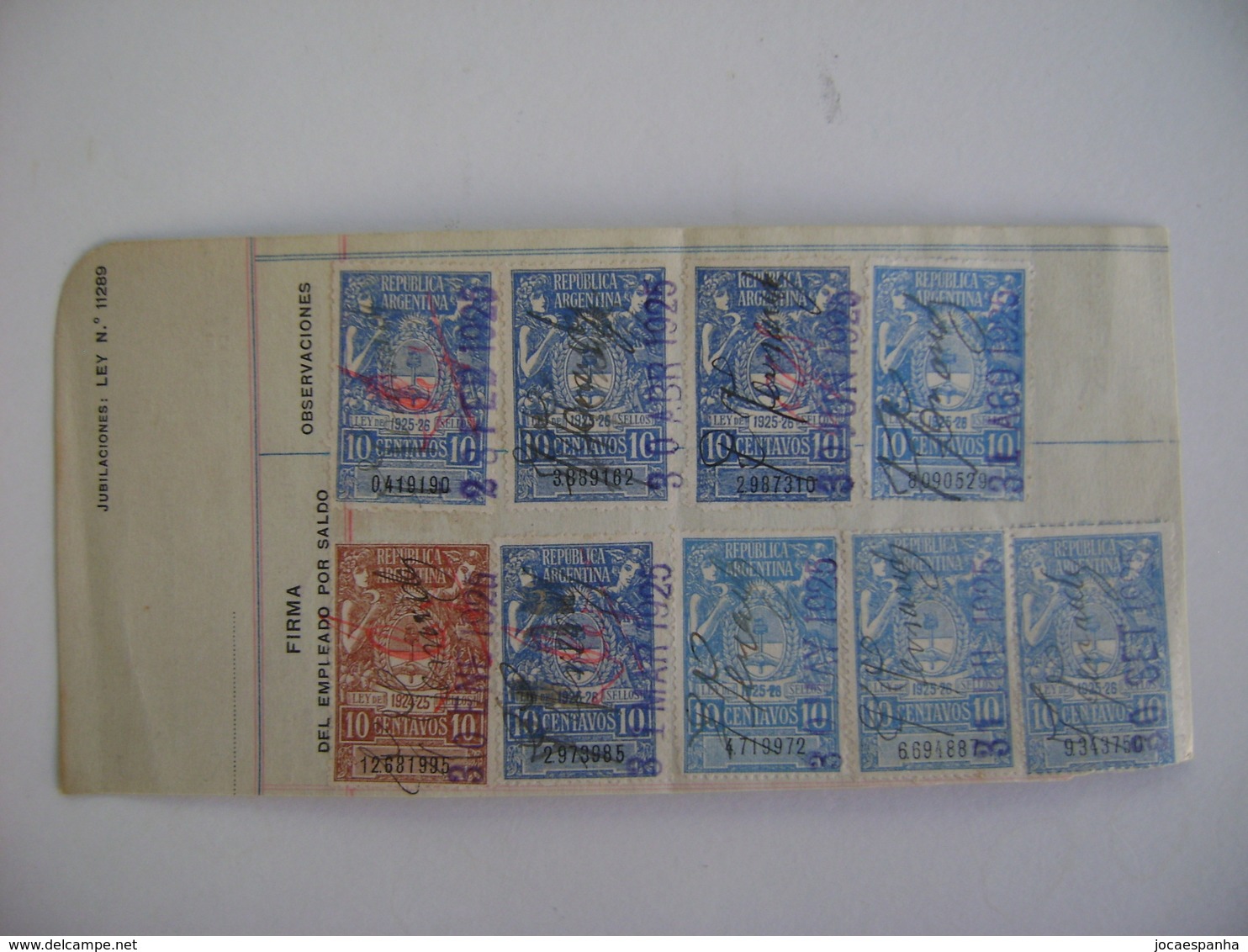 ARGENTINA - PAPER WITH 9 TAX STAMPS OF THE YEAR 1925 IN THE STATE - Other & Unclassified