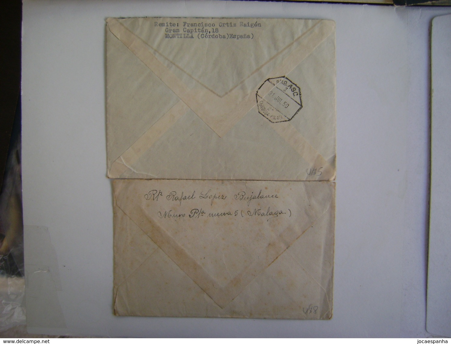 SPAIN / ESPANA - 2 LETTERS SENT FROM MALAGA AND MONTILLA (CORDOBA) TO MONTEVIDEO (URUGUAY) IN 1950/5? IN THE STATE - Lettres & Documents