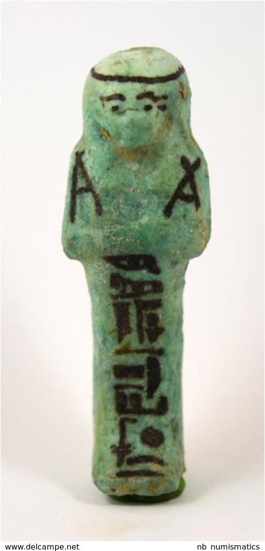 Egypt TIP 21/22th Dynasty Blue Faience Shabti Of Pa-Di-Khonsu - Archéologie