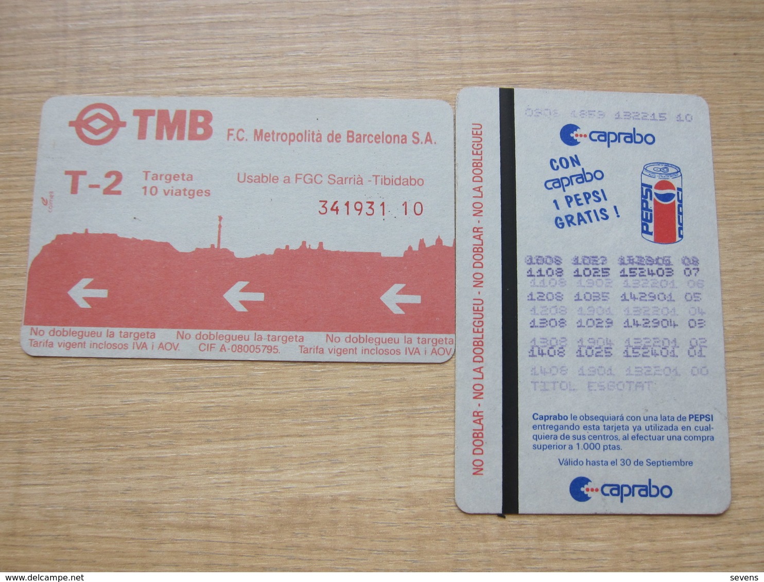 Barcelona Earlier TMB(T2 Line) 10 Trips Ticket Card,backside Pepsi Advertisement - Other & Unclassified