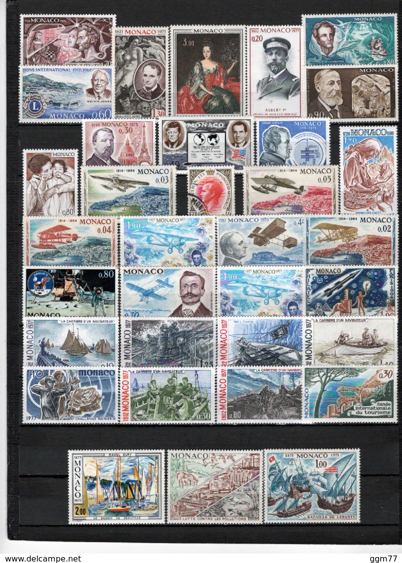 62 TIMBRES MONACO OBLITERES & NEUFS** & * + SANS GOMME  DE 1964 à 1977     Cote : 73,60 € - Oblitérés