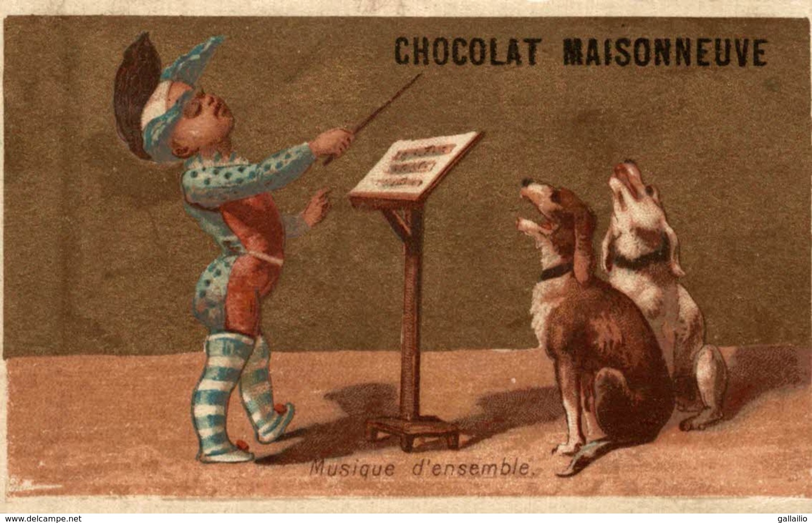 CHROMO CALENDRIER DE 1887 CHOCOLAT MAISONNEUVE MUSIQUE D'ENSEMBLE - Altri & Non Classificati