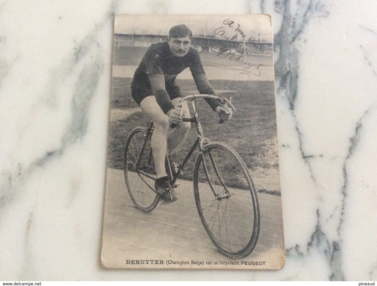Deruyter.Champion Belge Sur Bicyclette Peugeot.Annotation De Deruyter Angle Droit En Haut. - Cycling